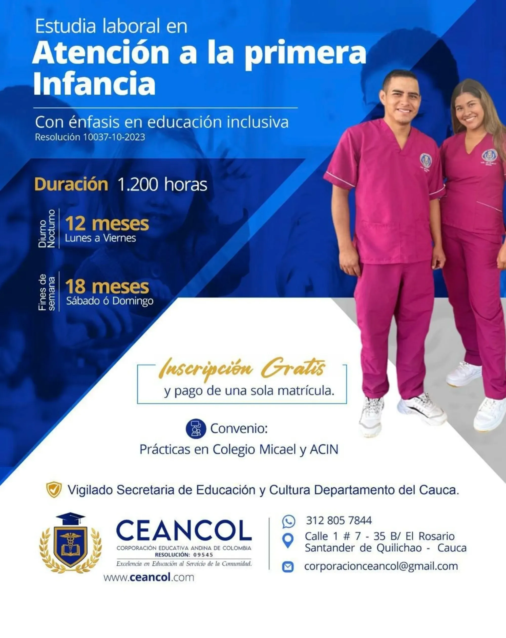 Flayer Técnico Laboral en Atención a la Primera Infancia