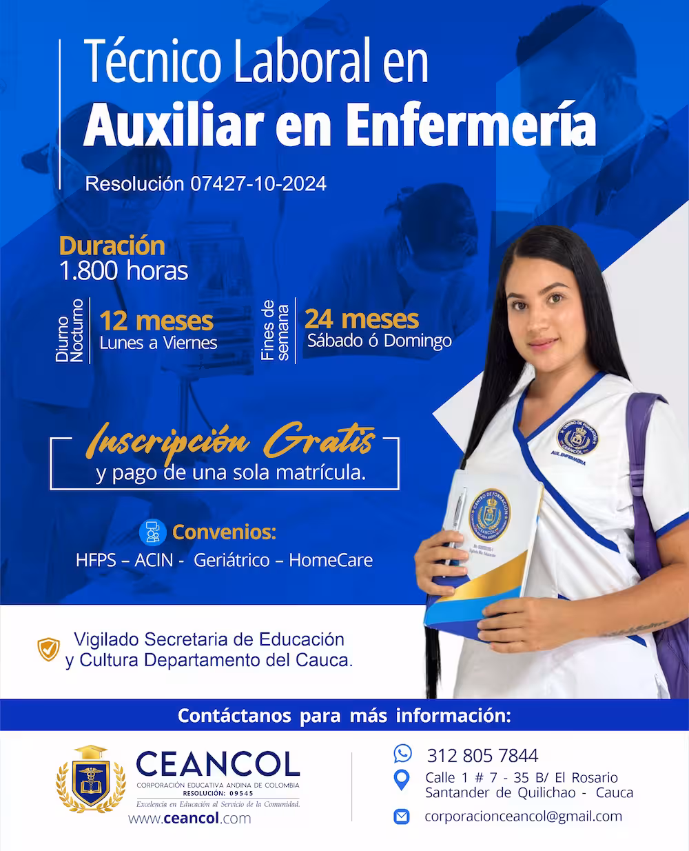 Flayer Técnico Laboral en Auxiliar Enfermeria