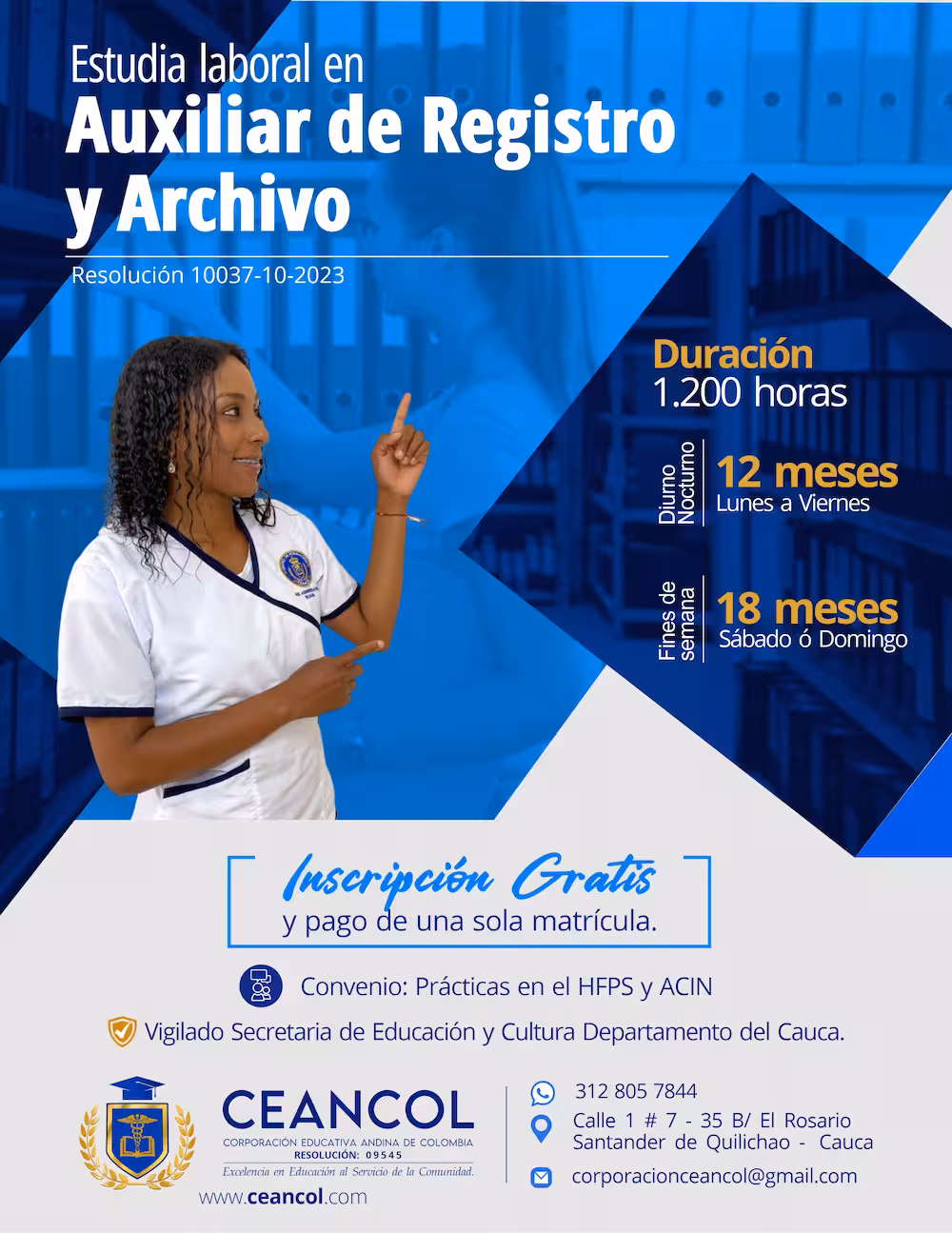 Flayer Técnico Laboral en Auxiliar de Registro y Archivo