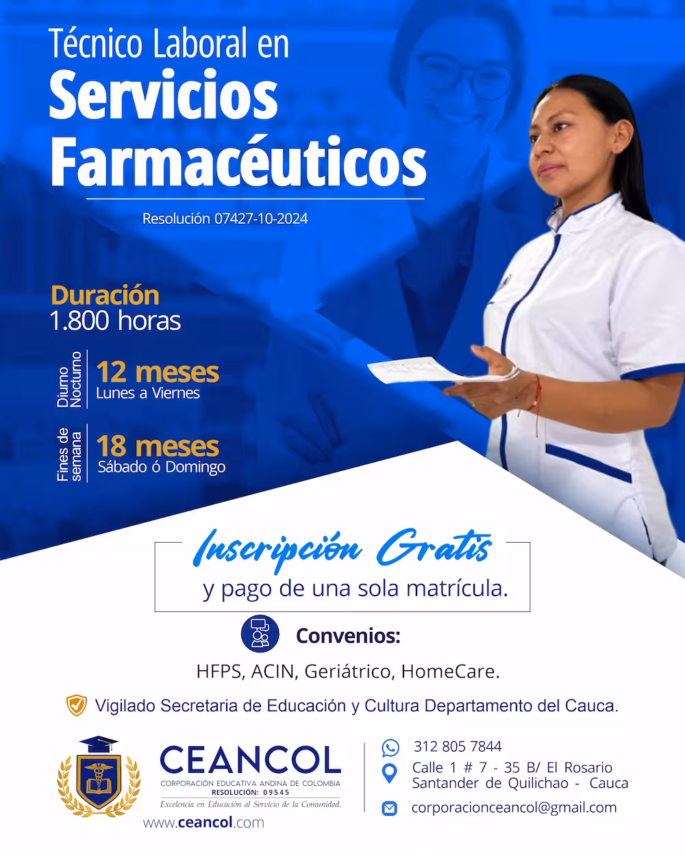 Flayer Técnico Laboral en Auxiliar en Servicios Farmacéuticos