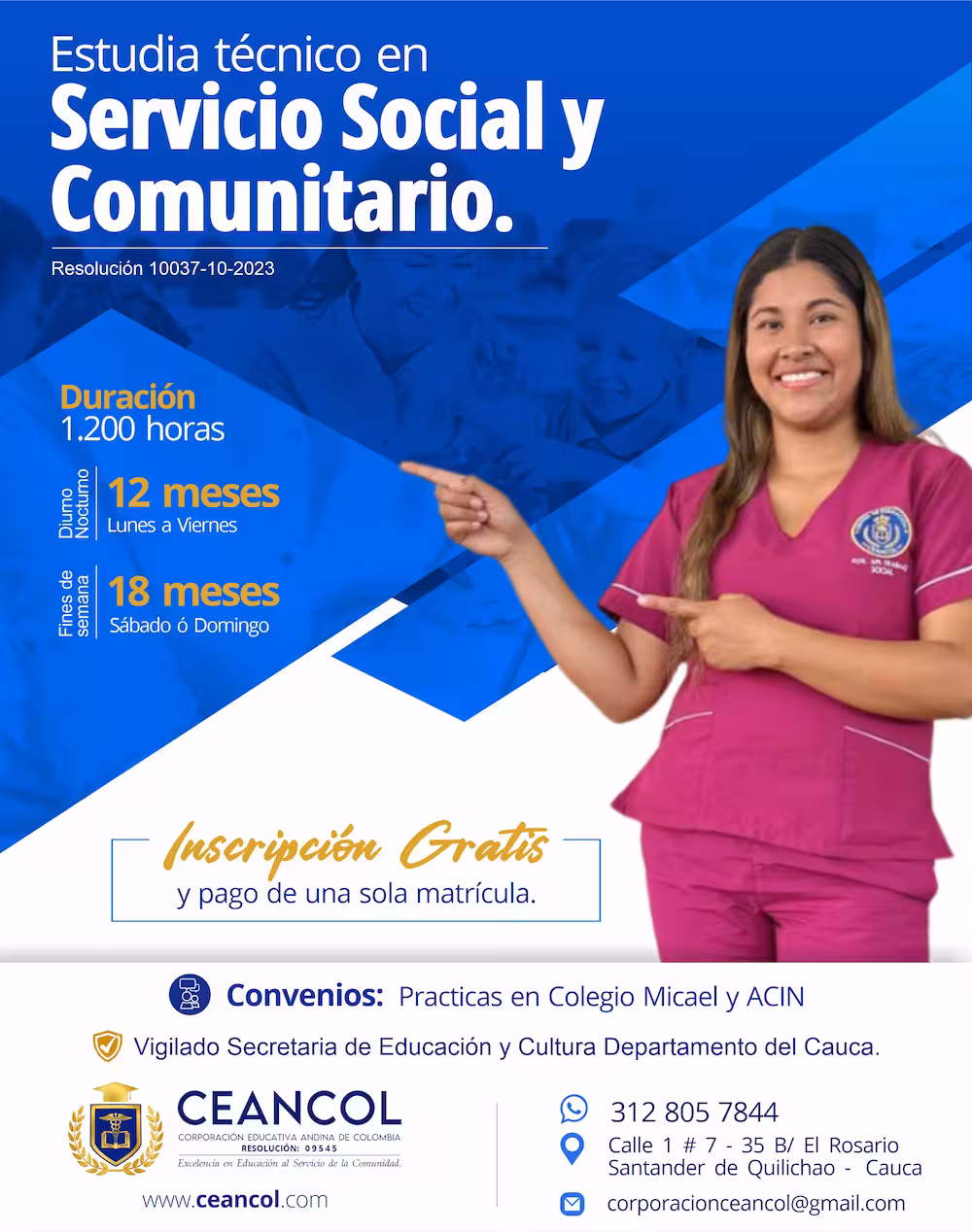 Flayer Técnico Laboral en Servicio Social y Comunitario